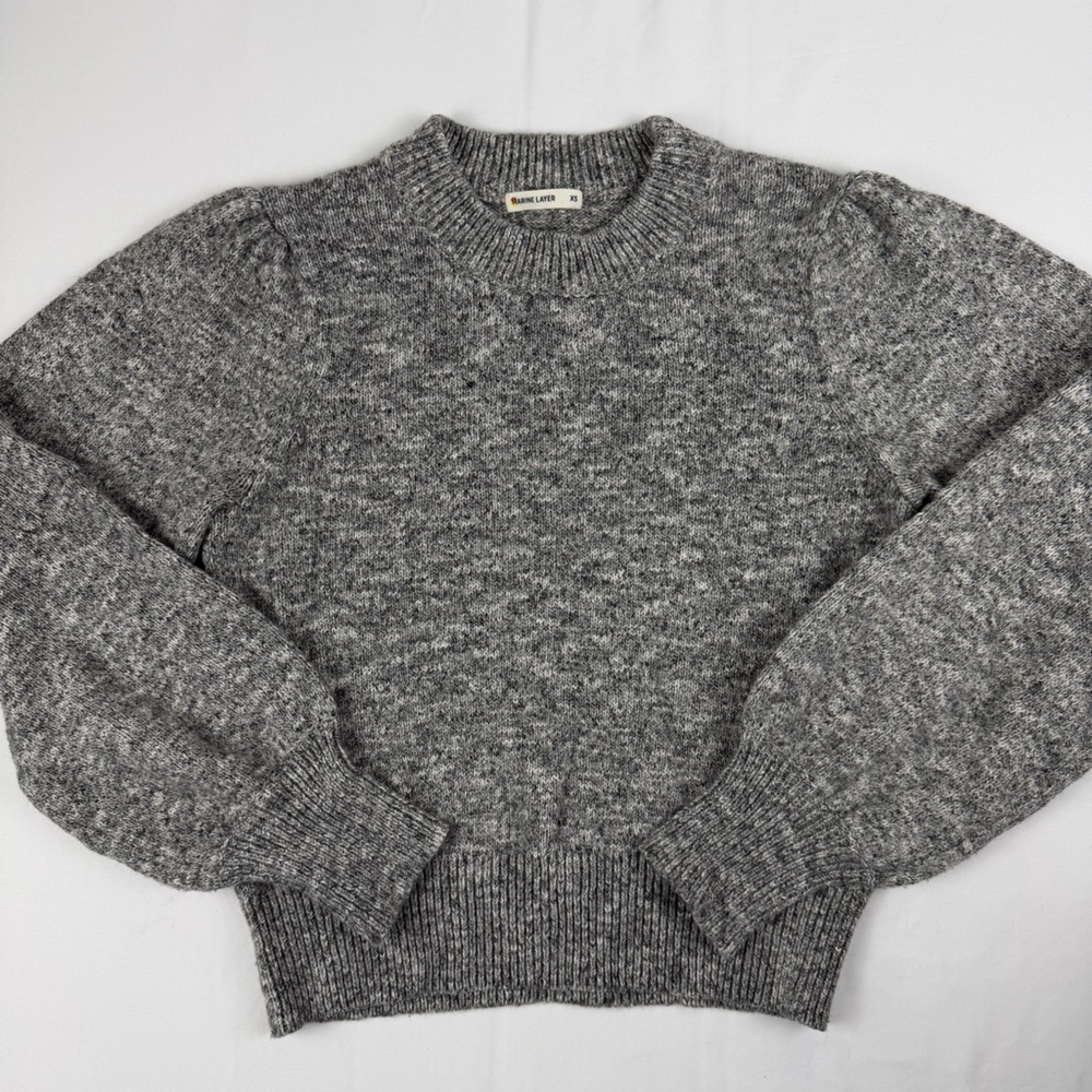 Marine Layer Alma Puff Sleeve Sweater Gray Knit Size XS EUC - Picture 2 of 14